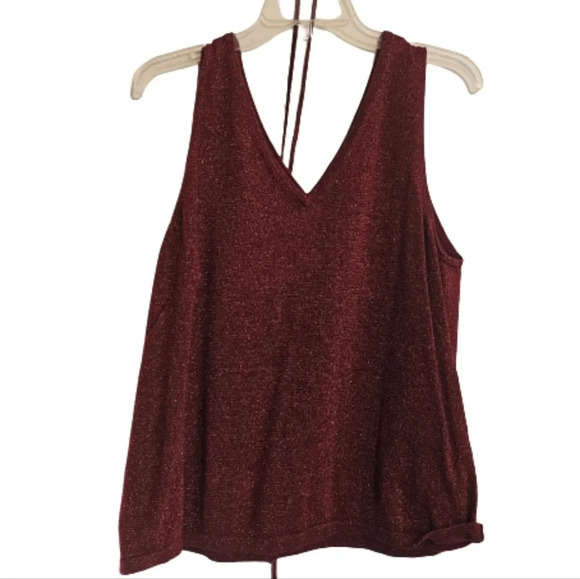 Old Navy Tops - Old Navy Dark Red Sparkle V-neck Tank Top